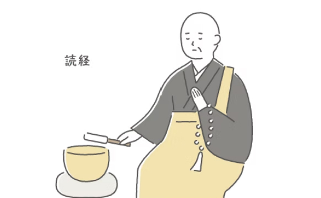 吹田市の葬儀社である家族葬みかづきの読経のイラスト