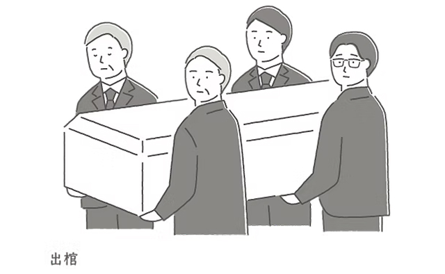 吹田市の葬儀社である家族葬みかづきの出棺のイラスト