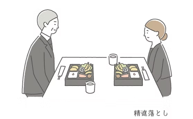 吹田市の葬儀社である家族葬みかづきの精進落としのイラスト